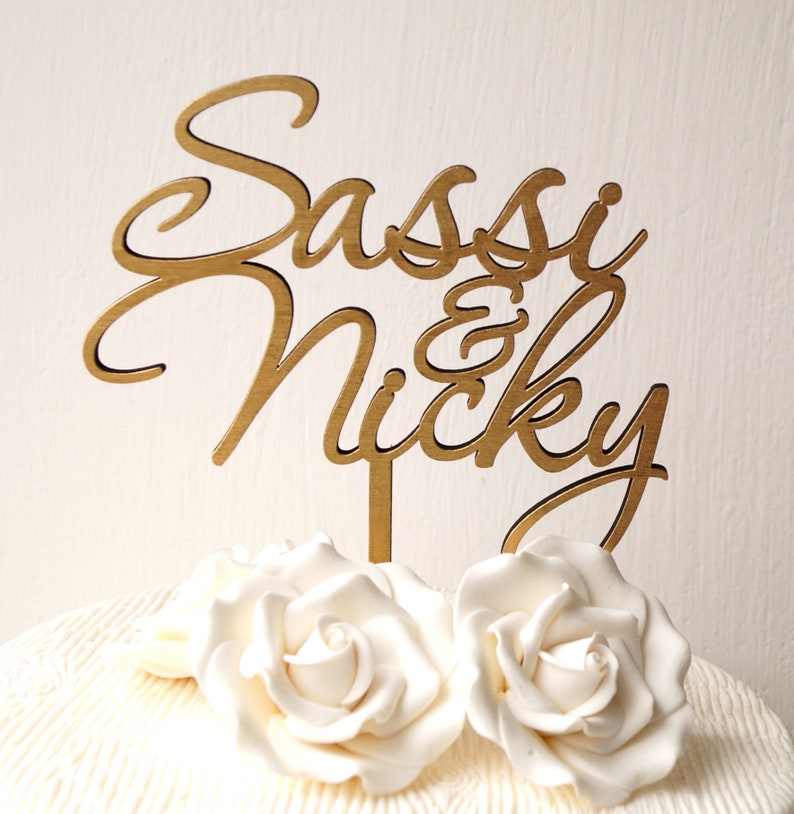 Cake Topper Gold Cake Topper Names Cake Topper Wedding Cake Etsy