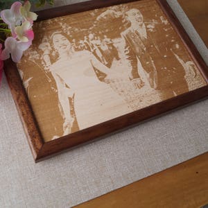 5th wedding anniversary gift,Engraved wooden picture,  picture engraving on wood, wooden anniversary gift, YOUR wedding picture on wood