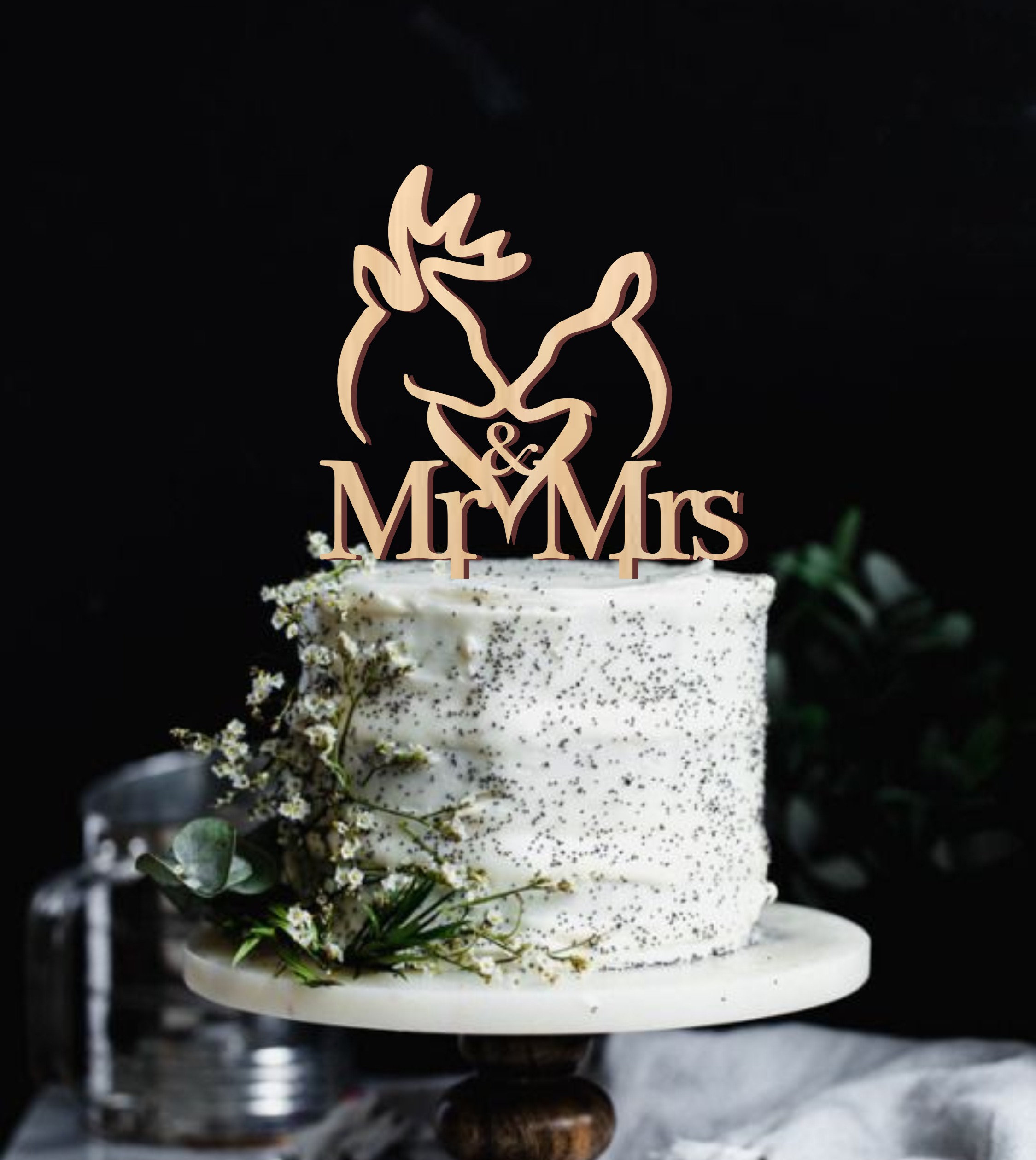 Wedding Cake Topper Deer Cake Topper Deer Couple Topper Mr Etsy