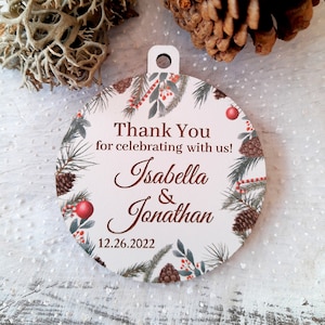 Bruiloftsbedankjes - winterbruiloftornamenten - kerstbalornamenten - cadeaus voor bruiloftsgasten - gegraveerde ornamenten - set van 10 st