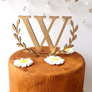 Monogram topper, cake topper, wedding cake topper, rustic cake topper, wooden monogram topper, initial letter topper, wood cake decoration image 4