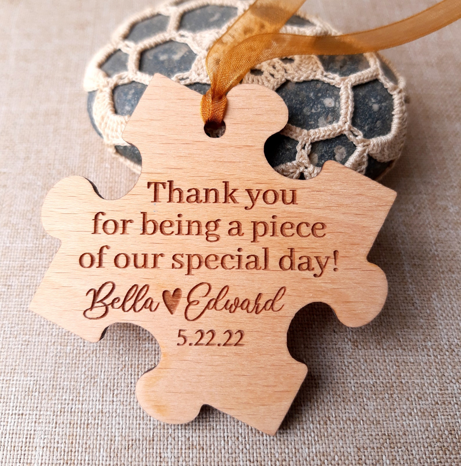 Puzzle Piece Wedding Favors Wooden Puzzle Piece Ornament or Rustic Wooden Wedding Favors