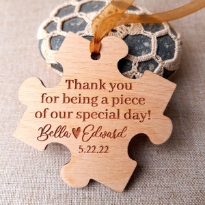 Puzzle piece wedding favors Wooden puzzle piece ornament or magnet Rustic wooden wedding favors Puzzle piece gift for wedding guests image 4