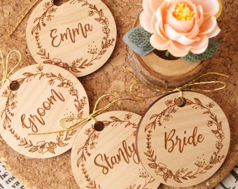 Gepersonaliseerde plaatskaarten - Plaatstags bruiloft - Houten plaatskaarten - Rustieke tafelinstellingen bruiloft - Escortlabels - Naamlabels - Aangepast