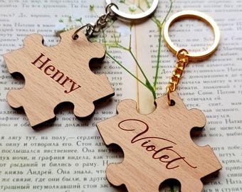 Personalized Puzzle Piece Wedding Favor Keychain Wedding Name Tags Keyring Wedding Favours Wedding Place Cards Gifts for Guests Party Gifts