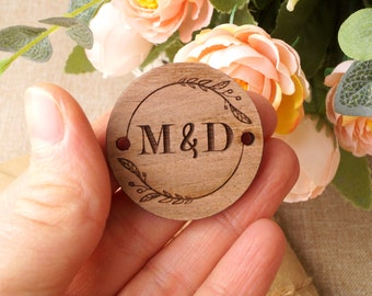 Wooden Belly Band Tags for Wedding Invitations, Personalized with Initials, Wedding Logo, Date, Names, Laser Engraved, Set of 10 pc
