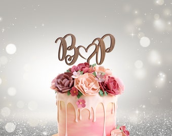 Wooden wedding cake topper personalized