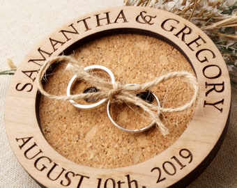 Personalized Wedding Ring Bearer, Wedding Ring Dish, Rustic Wooden Ring Bearer, Custom Engraved Ring Dish, Wedding Ring Pillow Alternative