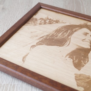 5th wedding anniversary gift, engraved wooden photograph, picture engraving on wood, wooden anniversary gift, YOUR wedding picture on wood