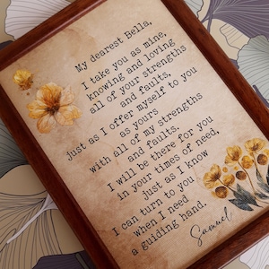 Second year wedding anniversary gift - Framed cotton canvas print - Canvas vows print - Wedding vows wall art - Wedding Vows Print