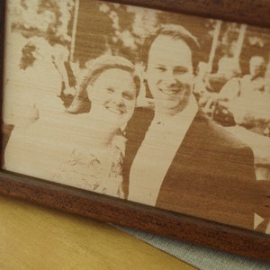 Engraved wooden picture, 5th wedding anniversary gift, picture engraving on wood, wooden anniversary gift, YOUR wedding picture on wood