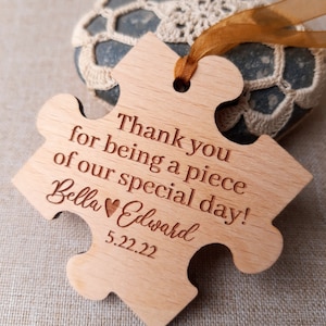 Puzzle piece wedding favors Wooden puzzle piece ornament or magnet Rustic wooden wedding favors Puzzle piece gift for wedding guests image 5