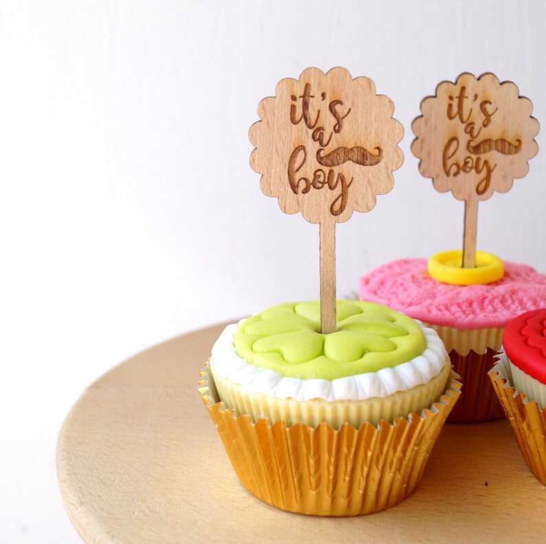 Baby Shower Cupcake Toppers Cupcake Toppers Rustic Wooden Etsy