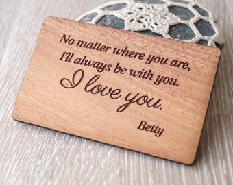 Wooden anniversary gift.5th wedding anniversary gift idea, wood wallet insert card, personalized wallet card