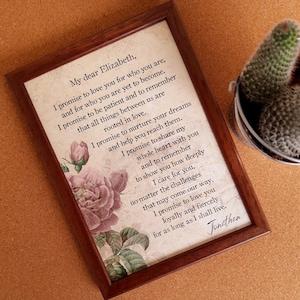 Wedding Vows Canvas Print - 2nd Year Wedding Anniversary Gift - Wedding Vows Wall Art - Framed Wedding Vows Canvas Print