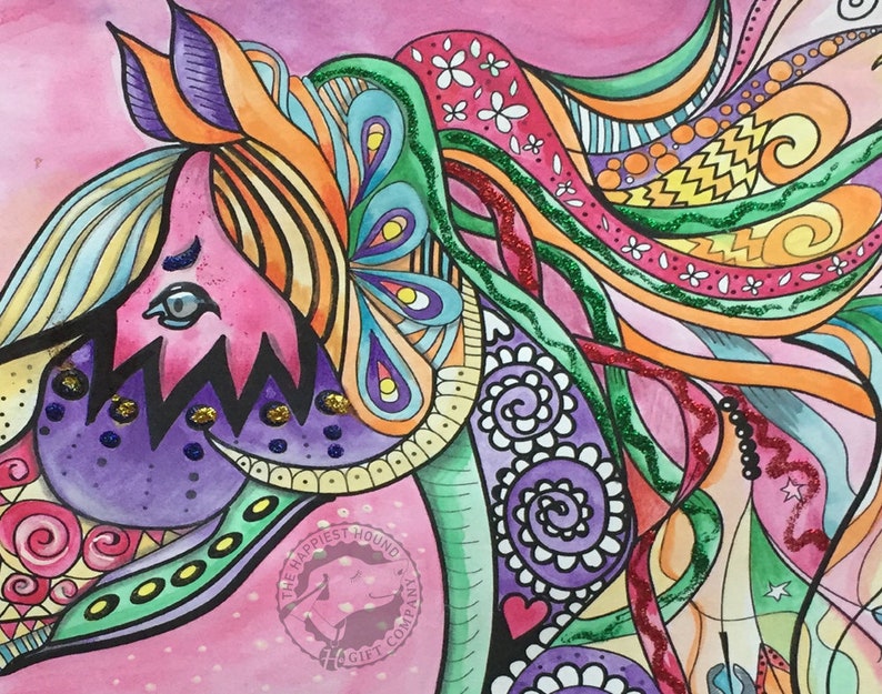 Download A3 Gypsy HORSE PDF coloring page. Adult coloring page ...