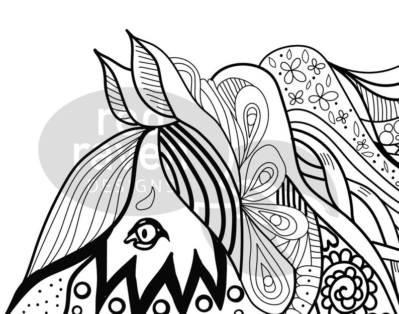 Download A3 Gypsy HORSE PDF coloring page. Adult coloring page. Digital | Etsy