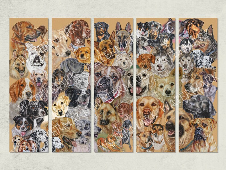 Set Of 5 Printable DIY Bookmarks For Dog Lovers Instant Etsy