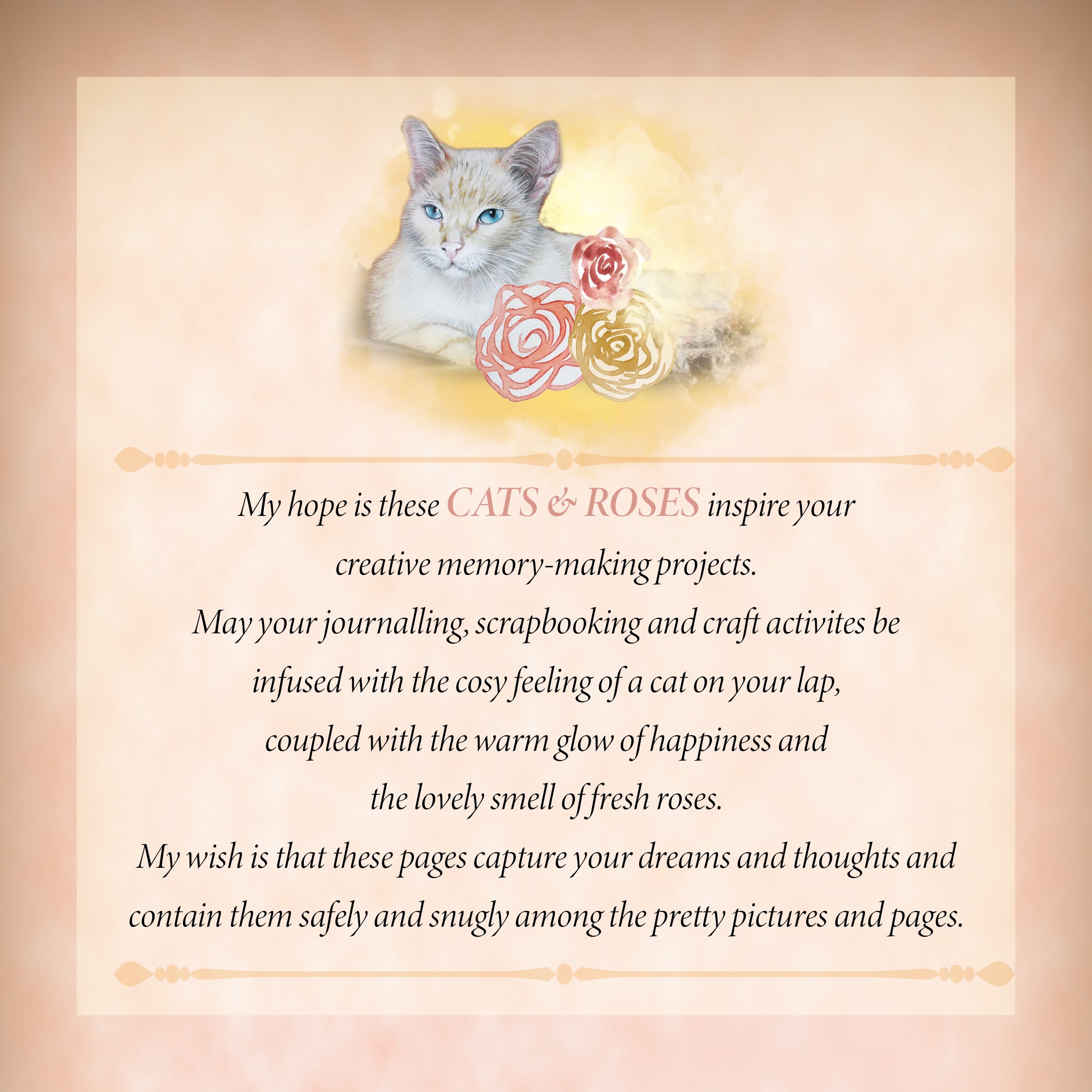 Cats & Roses Junk Journal Kit Printable Pages and Ephemera, Kitten ...
