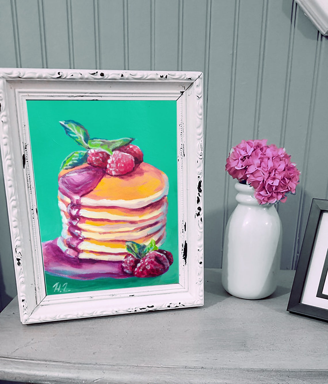 Pancakes Painting Original Art Still Life Painting Breakfast Etsy