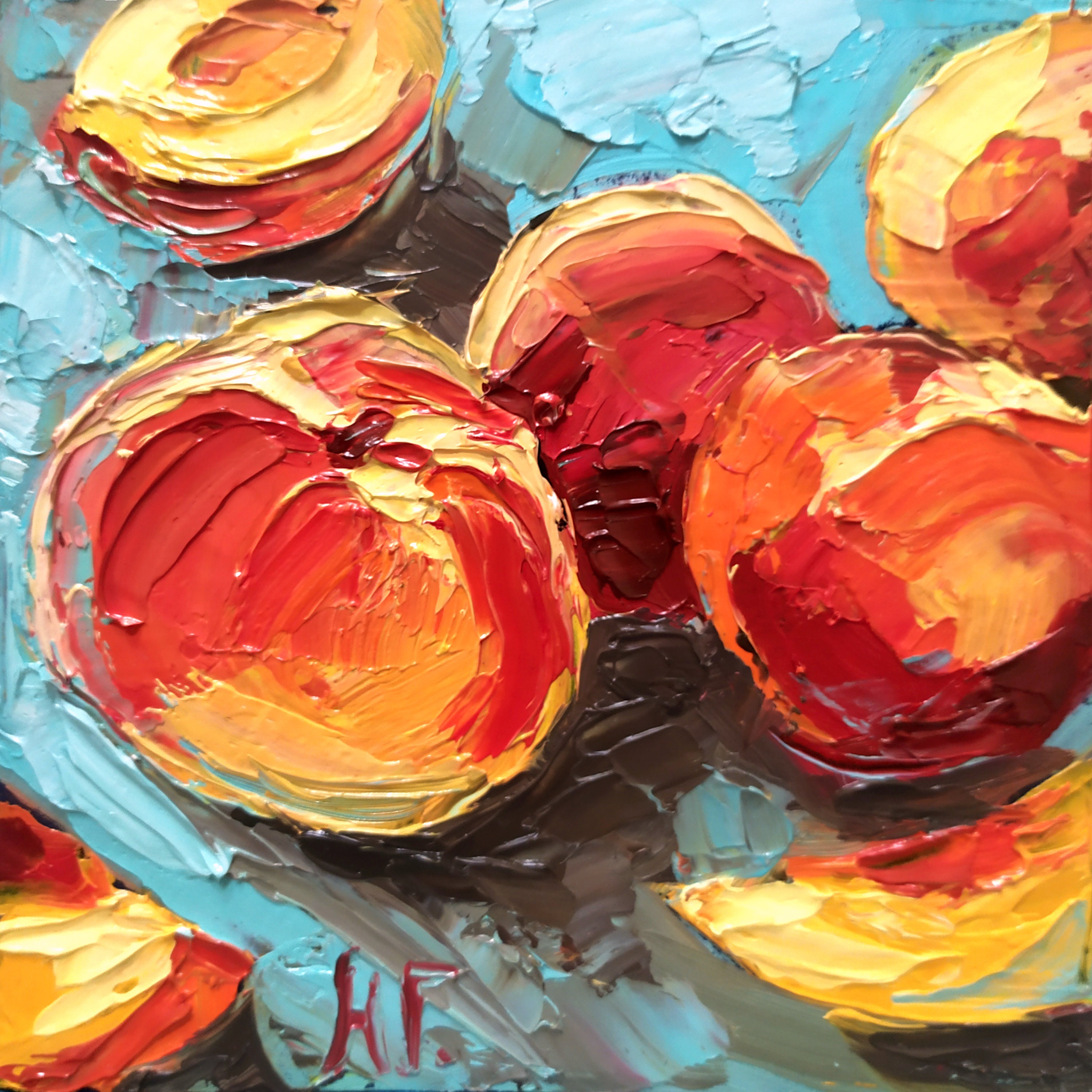 Peach Painting Original Art Oil Painting Impasto Fruit Still Etsy