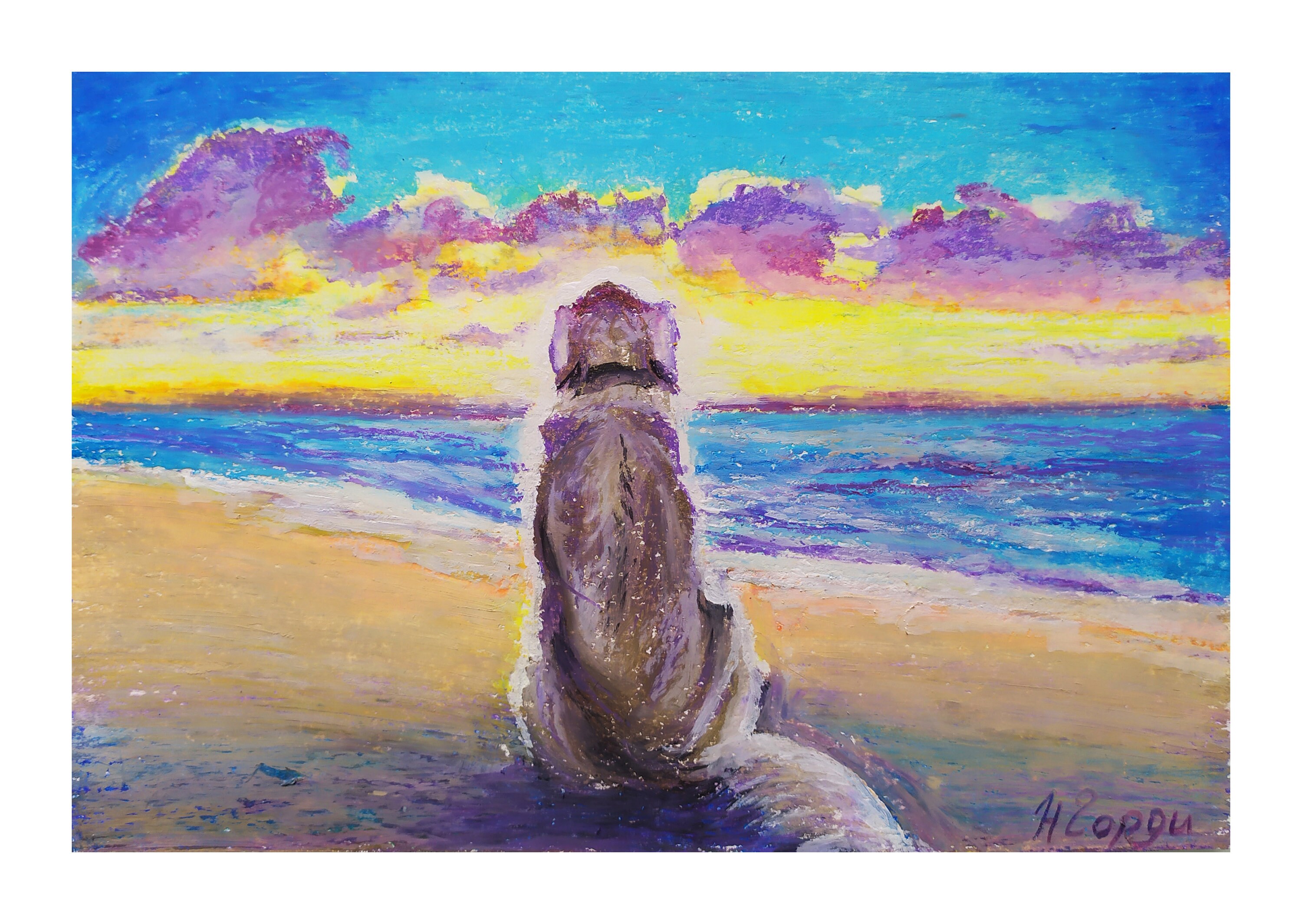 Dog Painting Original Art Ocean Beach Dog Original Painting Etsy