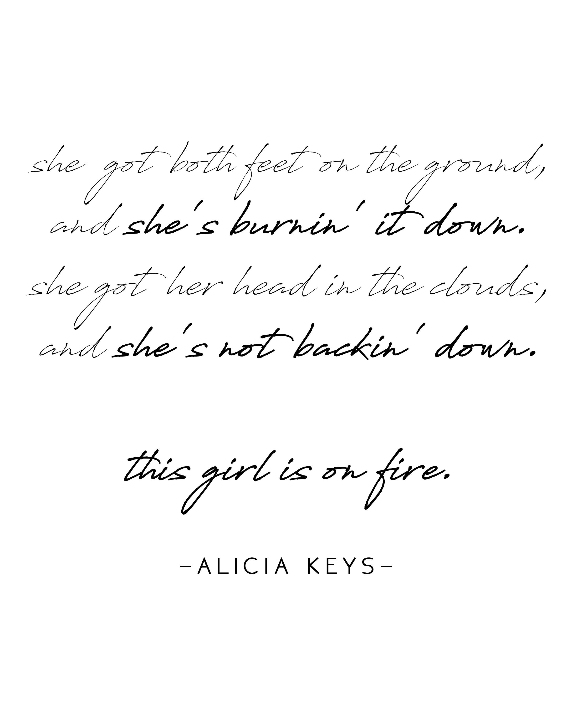 Girl on Fire Lyric Print - Etsy