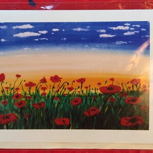 hand made greeting cards -frame-able art cards- poppy field