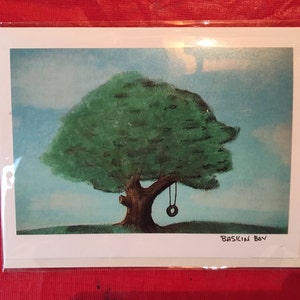 hand made greeting cards - frame-able art cards - tire swing