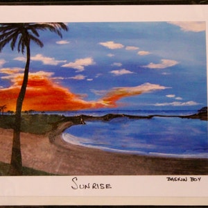 hand made Greeting Card - frame-able art cards - ocean sunrise