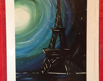hand made greeting cards - frame-able art cards - eiffel tower