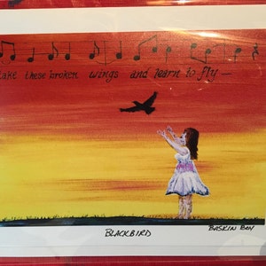 cartões de felicitações feitos à mão - cartões de arte emoldurados - melro