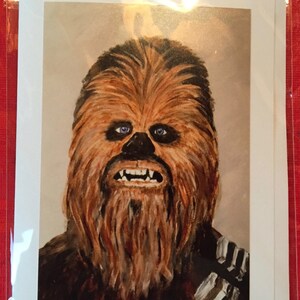 cartões feitos à mão - cartões de arte com moldura - chewbaca