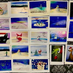 PACK OF 10 - hand made christmas cards - frame-able art cards - mixed (5x7)