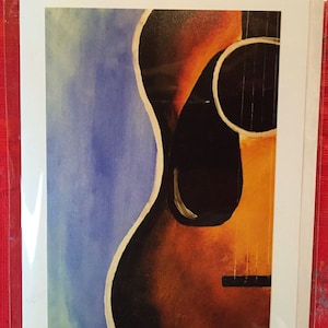 handgemaakte wenskaarten - frame-baar kunst kaarten - gitaar