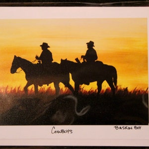hand made greeting cards - frame-able art cards - cowboys