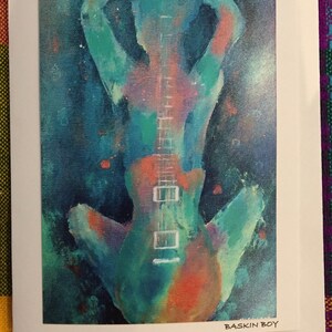 handgemaakte wenskaarten kaarten - frame-staat kunst kaarten - gitaar meisje silhouet