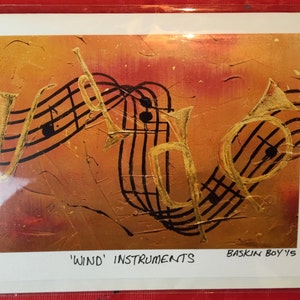 cartões feitos à mão - instrumentos de sopro