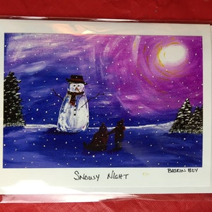 carte de Noël fait maison - cartes d’art cadre-mesure - nuit enneigée