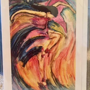 hand made greeting cards - frame-able art cards - fire dance