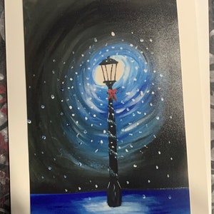 Fatto a mano - Biglietto di auguri di Natale (incorniciabile) Lampione (5x7)
