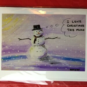 hausgemachte Weihnachtskarte - Frame-fähig Kunstkarten - Schneemann - ich liebe Weihnachten so viel