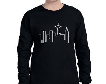 Frasier Langarm-T-Shirt NEU (NWT) *Wählen Sie Ihre Größe* Skyline von Seattle