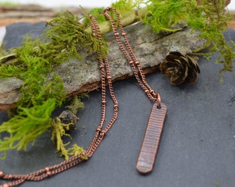 Minimalist Copper Tree Bark Necklace