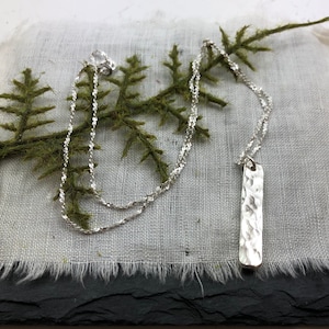 Minimalist Hammered Bar Necklace