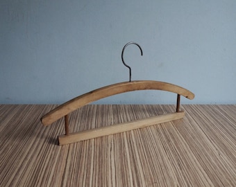 Percha de madera con barra para pantalones, decoración de sastrería/tienda de ropa, artículos de colección vintage de los años 40.