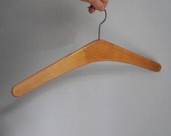 Boomerang shaped coat hanger, flat, lacquered wood, tailor studio decor, clothes shop decor, vintage 70s collectibles