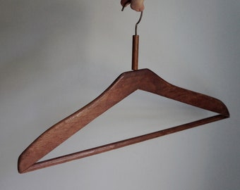 Large dark brown wooden triangular clothes hanger with trousers rod, tailor studio decor, clothes shop decor, vintage 30s collectibles