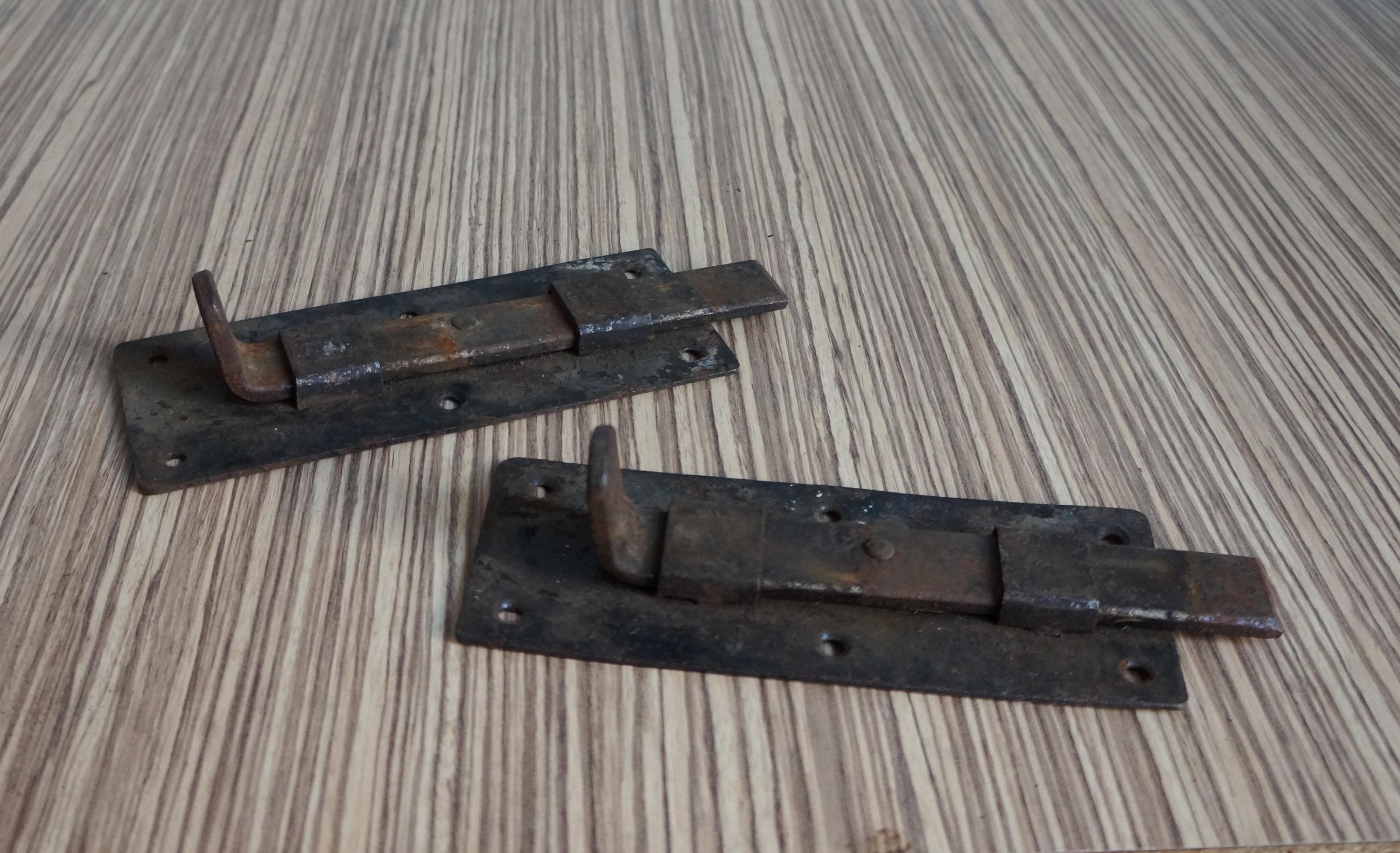 Rustic Latch Lock Set of 2 Forged Iron Slide Latches, Rustic Barn Door Locks, Farmhouse ...