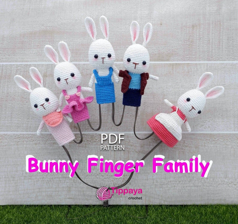 Crochet Pattern of Bunny Finger Family Finger Puppets Etsy
